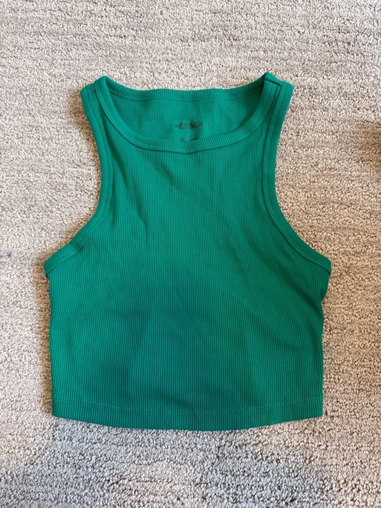 Target Green Ribbed Crop Tank Top - Picture 1 of 1